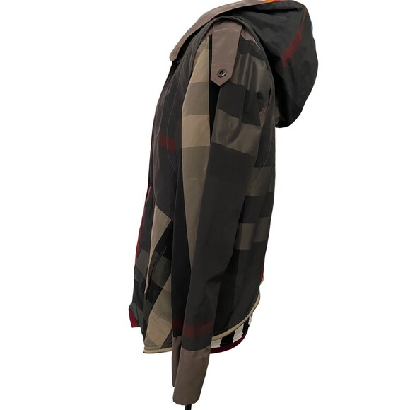 Raincoat Dorman Fashions Hooded Plaid Sz M Zip Snap Closure Pockets Stripes Read - Picture 8 of 13